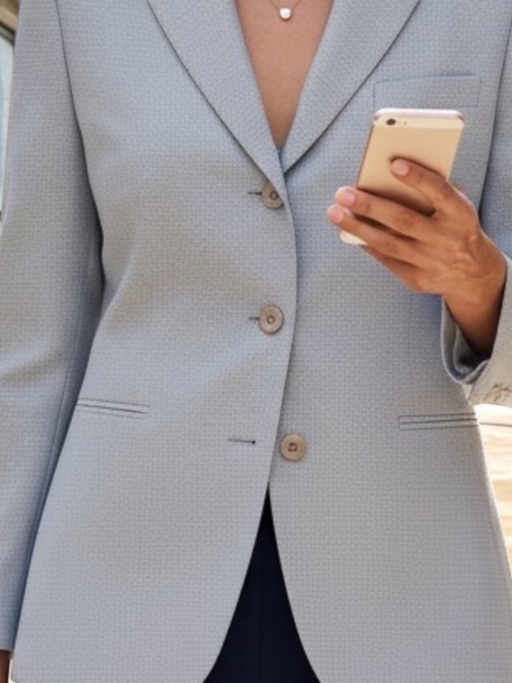 Talbots Petites Light Gray Textured 3-Button Blazer Jacket Size 14P